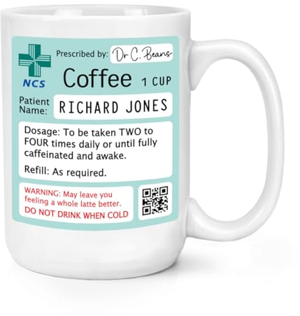 Gift Base Personalised Name Coffee Prescription 15oz Large Mug Cup