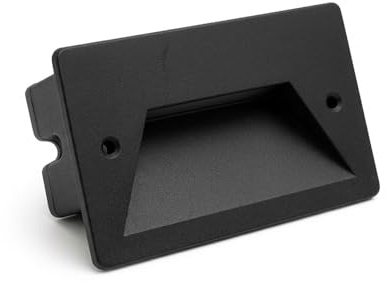 Damastoreitalia Universo Faretto segnapassi da esterno lampada da muro IP65 LED 3W ad incasso per scatola cassetta 503 scale giardino viale gradini nero bianco o grigio (Nero - Bianco caldo 3000K)