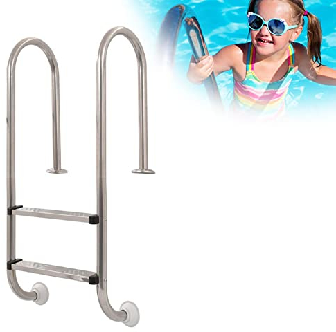 Lsoiup Échelles de Piscine pour piscines creusées Eau salée, système d'entrée et de Sortie en 2 étapes pour piscines creusées Pieds faciles à Monter Max. Charge 200kg