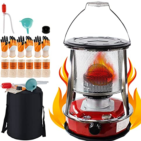 BOMHLZ 4.6L Petroleumofen für Innenräume, Petroleum Heizung mit Umfallschutz, Mobile Heizung Ohne Strom,Tragbarer Petroliumheizer mit 6Docht,Große Petroleumheizung Heizer für Camping Zeltheizung Koche