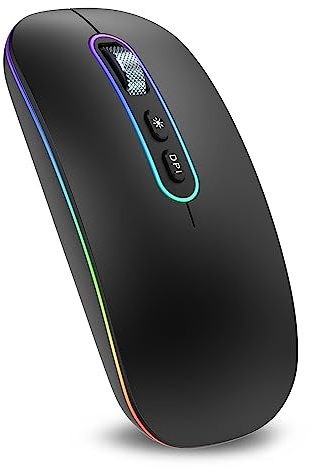 cimetech Wireless Mouse for Laptop, M01 Rechargeable Silent LED Computer USB Mice, [BT5.1 and 2.4G Receiver] Dual Mode Slim Sleek, Plug and Play for iPad Mac Chromebook Tablet PC Notebook