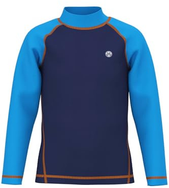 Boys Long-Sleeve Rash Guard - Kids UV Protection Surfing Tshirt Children Quickdrying Beach Swim Tee Youth Breathable Water Sports Top Dark Blue 13y
