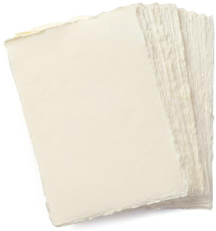 Wanderings Papier A4 Crème Fait Main à Bords Frangés - 21x30 cm - 150 GSM - 50 Feuilles Pressées à Froid en Coton Recyclé pour Invitations, Loisirs Créatifs, Écriture, Aquarelle