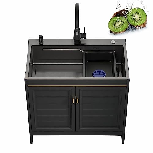 Spülenschrank mit Spüle und Armatur,Edelstahl Spülbecken Spültisch,Waschbecken mit Unterschrank,Outdoor Spülschrank,Küchenspüle Schrank,Waschtisch Badmöbel Set,Stehend Waschbeckenunterschrank ( Color