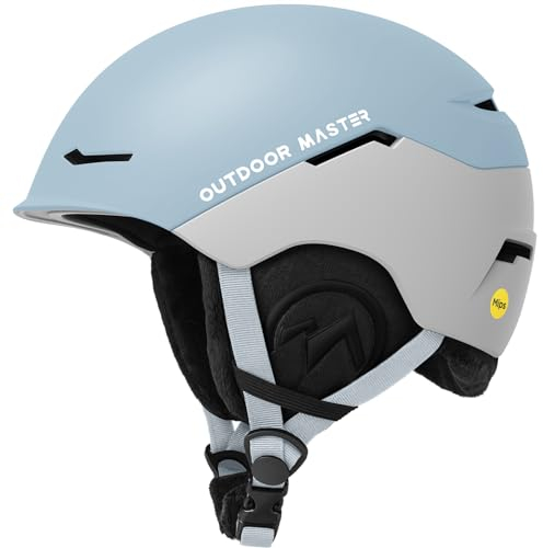 OutdoorMaster ELK MIPS Skihelm - Schneesporthelm Snowboardhelm für Männer Frauen & Jugend(Cyanweiß,L)