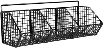 Qianly Panier à Fruits Suspendu en métal pour Mur de Cuisine, paniers muraux de Stockage d'oignons, Support de légumes et de Produits pour l'organisation, Trois Grille