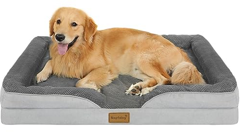 Nepfaivy Dog Bed Extra Large - Waterproof Orthopedic Dog Bed with Pillow Cushions, 111×80cm Soft Extra Large Sofa Bed with Removable and Washable Covers, Dark Grey