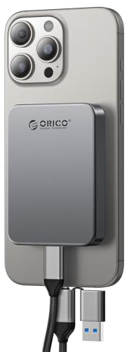 ORICO 1 TB Magnetic Portable SSD, 4K 120 fps ProRes HDR Record and Store, USB3.2 Gen1 Fino a 460MB/s, Cavo USB C&A 2 in 1, SSD esterno compatibile con iPhone 16/15 Pro Max, Tablet, Computer - K5PLUS