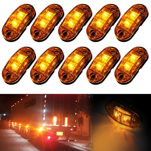 10X LED Seitenmarkierungsleuchten 12V 24V Anhänger Beleuchtung Gelbe Positionsleuchten für LKW Van Caravan Lastwagen Wohnmobile Markierungsleuchten mit LED Augen