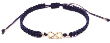 Pulsera artesanal de macramé con eslabón infinito – Disponible en azul o verde – Ajustable (Azul)