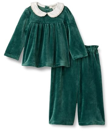 Amazon Essentials x Sofia Grainge Baby Girls' Corduroy Velour Set, Dark Green, 12 Months