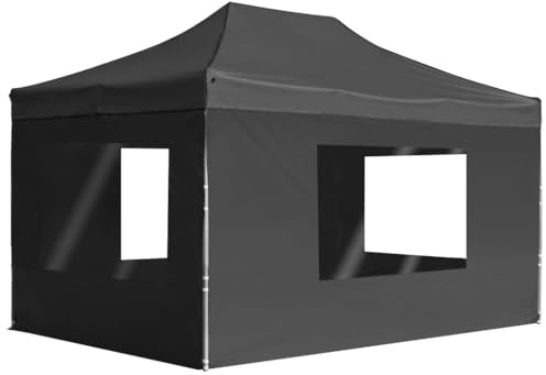 Professionellt vikbart festtält med väggar aluminium 4,5 x 3 m antracit