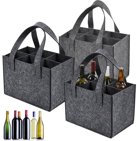 QYRDBGY 3 Stück Flaschenträger, 6 Flaschen Stabil Männerhandtasche Flaschentasche Filz Getränketasche für Weinflaschen Bierflaschen Getränkeflaschen Wasserflaschen