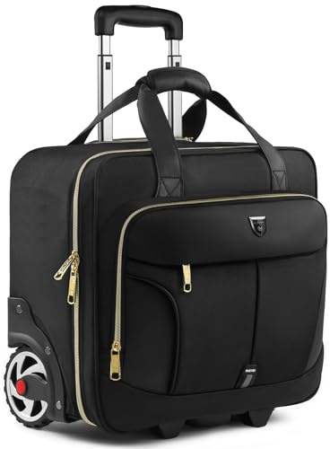 RUCYEN Rolling Laptop Bag,Rolling Briefcase for Men & Women,Laptop Briefcase on Wheels,Carry On Bag for Business Travel (Golden)