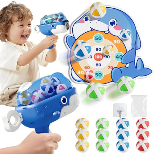 Gioco Freccette Bambini, Gioco di Tiro con Pistola Blaster Giocattolo per Freccette Bersaglio Giocattolo Pistola, 12 Palline Appiccicose, Regalo per Bambini 3 4 5 6 Anni