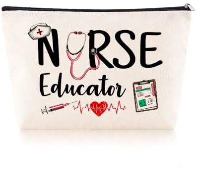 Borsa per il trucco in tela per infermiera educatrice per donne e uomini, regalo per infermieri registrati, organizer da viaggio per collega, compleanno, regalo di ringraziamento per i migliori amici