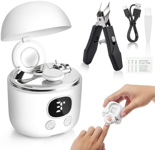 Lictin Cortauñas Electrico Set con Cortador Inclinado, Multi-in-1 Cortador de Uñas Electrico con Lupa, Luz LED y Depósito para Restos de Uñas para Bebés (0+ Meses), Ancianos y Adultos