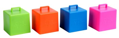 Creative Balloons™ Cube Weight – 65 g Neon Assorted Balloon Weights for Helium Balloon Bouquets – 10‑Pack for Parties & Event Décor