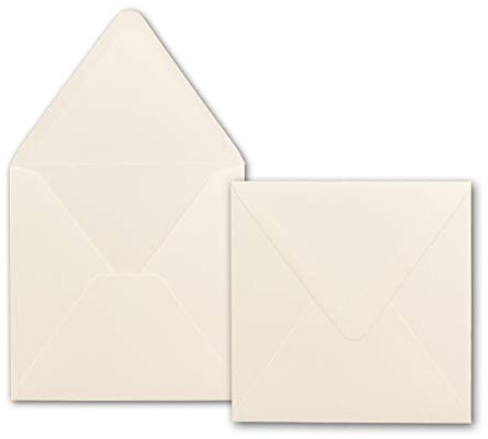 50 x kuvert kvadratiska 160 x 160 mm – gräddvit – 120 gram per m² – 16,0 x 16,0 cm – våtlimning – för mycket speciella tillfällen – varumärke: GUSTAV NEUSER