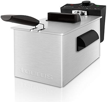 Taurus Fry 3 Freidora Potente de 3 litros con Resistencia sumergida y 2100W de Potencia, INOX, Multicolor