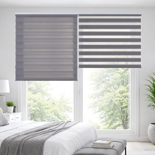 Tende a rullo per interni Giorno Notte avvolgibile Doppio strato Tessuto elegante per porta e finestra. Offrono un'adattabilità alla luminosità STORESDECO Argento 120x180 cm (Larghezza x Altezza)