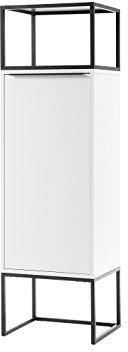 Schrank Regal Vitrine modern Industrial Style Metall matt weiß schwarz 50 cm Lilie M48155WS2