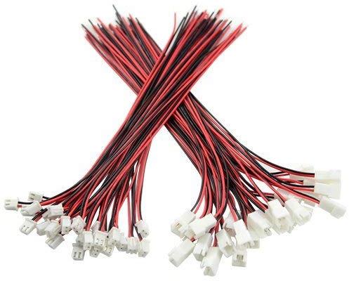 BGTXINGI 50Pcs 25Pairs 2.54mm 2PIN Female and Male Connection Plug with Red Black Terminal Connector Wire Cable 200mm Compatible with JST XH