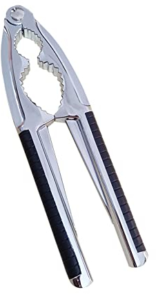 Mebamce Nutcracker, Walnut Cracker with Non-Slip Handle Nut Cracker Tool for Pecans, Macadamias Nuts, Hazelnuts, Almonds, Crabs, Lobsters (Silver)