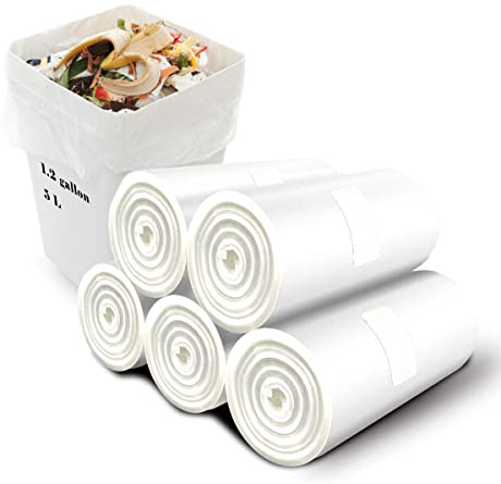 Biodegradable Bin Bags 120Pcs, 6 Liter Small Bin Liner, 100% Recycled, Tough & Degradable Compost Rubbish Bags for Household, Bathroom, Office, Kitchen Trash Food Waste (Fits 0.8-1.2 Gallon Bins)1