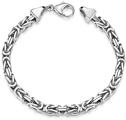 MATERIA Königskette Silber Herren Armband 19cm 5,4mm 31,5g diamantiert rhodiniert SA-10-19 cm