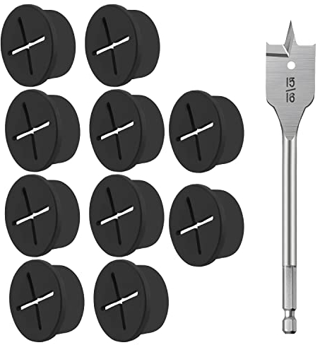 kabeldurchführung Schreibtisch 10 Stück 2.5 cm Kabeldurchlass mit 1 Bohrer für Schreibtisch, Cable Organizer Desk