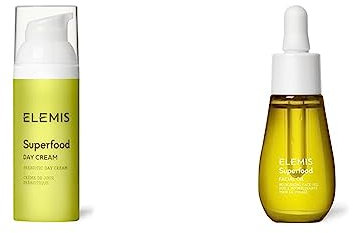 ELEMIS Superfood Day Cream Pre-Biotic Day Cream to Replenish, Moisturise and Protect & Superfood Facial Oil, Nourishing Face Oil Formulated with 9 Antioxidant-Rich Superfoods, 15ml