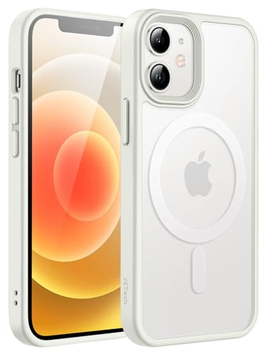 JETech Magnetic Case for iPhone 12 Mini 5.4-Inch Compatible with MagSafe, Translucent Matte Back Slim Shockproof Phone Cover (White)