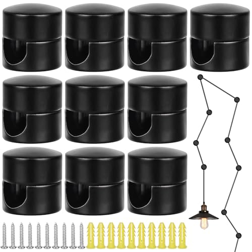 10 pasadores de pared y techo de dos piezas para cables textiles, pasadores de aluminio fijación en techo, soporte para cable de superficie con 10 tornillos