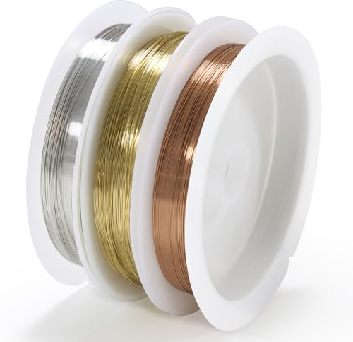 3 Rollen Schmuckdraht 0,3MM x 15M Basteldraht Dünn, Draht zum Silber/Gold/Roségold Basteln, Basteldrähte zur Schmuckherstellung Kupferdraht, für Basteln und Schmuck Herstellung