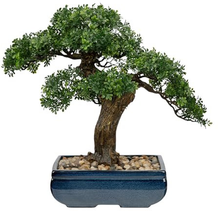 Briful 16.1 Artificial Bonsai Tree Large Fake Plants Podocarpus Bonsai Decoration, Tall Artificial Plants Indoor in Ceramic Pot Faux Indoor Plants for Home Office Desk Decor