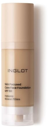 Inglot Illuminierende Foundation mit Hautpflege-Vorteilen | Sonnenschutz | Vegane Formel | Skin Focused Care Gesichtsfoundation SPF 50 | 30 ml 308 Medium Olive