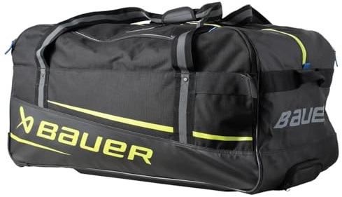 Bauer Sac de roue de hockey premium '24 (noir/fluo, junior/moyen (81,3 x 45,7 x 40,6 cm)