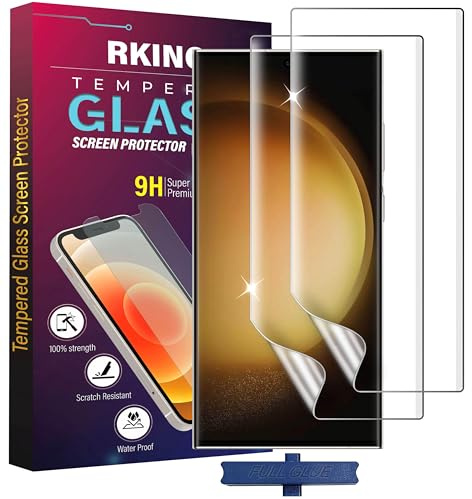 RKINC skärmskydd [3-Pack] för Samsung Galaxy S23 Ultra, Härdat Glasfilm Screen Protector, 0.33mm [Fingerprint Unlock][Anti-Scratch][Bubble-Free]
