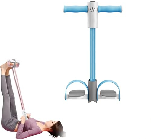 Extracteur d'étrier intelligent jusqu'à 126 cm, 6 tubes d'équipement d'exercice pour abdominaux, bande de résistance à plusieurs niveaux, pour entraînement des bras, jambes, abdominaux, fessier (bleu)