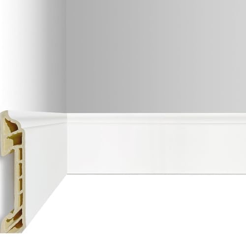 Wall Baseboard Molding Trim,8-Pack of 48 x 3.15 in, White High Impact Finish Molding Panel Skirting Board for Home Decor,32 Feet (White 5)