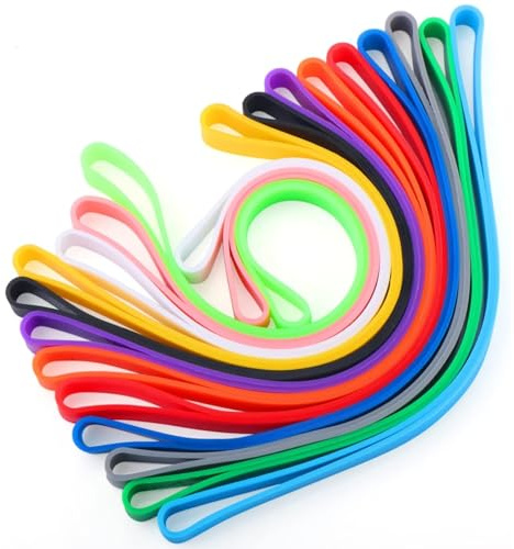 Teouuas 12 Piezas Bandas de Goma Silicona, 20 × 1 cm Banda de Gomas Silicona Colores, Bandas de Goma Siliconas, para Carpetas de Archivos Libros Cuaderno (Multicolor)