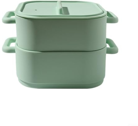 Vaporiera in silicone per microonde, 2 pezzi, per cucinare e conservare alimenti, con manici per una facile apertura in forno a microonde e frigorifero (verde)