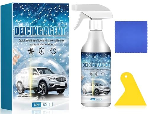 Vibbang Spray Antigelo per Parabrezza Auto, 60 ml Spray Sciogligelo,Spray Antighiaccio per Vetri,Camion SUV Veicoli Viaggiatori Pendolari Viaggi Lunghi e Condizioni Invernali