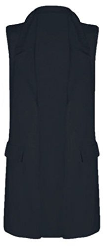 REAL LIFE FASHION LTD Damjacka, lång damrock, elegant väst, blazer med långa ärmar, damrock med bälte, lång damrock utan ärmar med fickor, enkel väst, klädsel