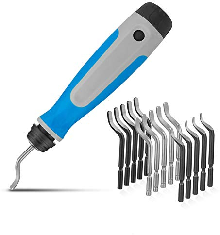 STARVAST Entgrater Werkzeug Universal, Handentgrater mit 15 Stück Ersatzklingen, 360 ° Rotierender Klinge Schneidwerkzeug für 3D Drucker, Kunststoff, Aluminium und Edelstahl (1 Werkzeug + 15 Klingen)