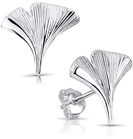 Materia Gingko Ohrringe Silber 925 Damen Ohrstecker rhodiniert SO-392-Silber