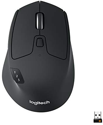 Logitech M720 Triathlon Multi-Device Wireless Mouse, Bluetooth, USB Unifying Receiver, 1000 DPI, 6 Programmable Buttons, 2-Year Battery, Compatible with Laptop, PC, Mac, iPadOS - Black