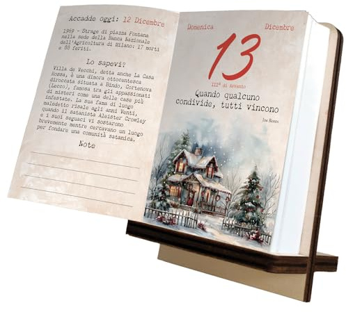Il calendario del buongiorno da tavolo 2026 - con leggio in legno f.to 10x14 - L'unico a colori - sul retro ha i fatti del giorno - le curiosità dal mondo - l'unico che si sfoglia a libro