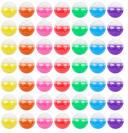 AUEAR, Colorful Small Round Capsules 1.1 Inch Vending Machine Empty Plastic Gumball Containers for Party Favor Prize (250 Packs)